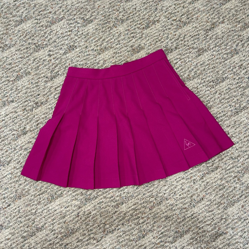 Y2K Le Coq Sportif Magenta Pleated Skater Skirt